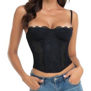 Raxnode Lace Bustier Corset Tops for Women - Sexy Going Out Party Club Top with
